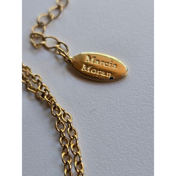 Gorgeous Statement Necklace by Marcia Moran 18K GP, Turquoise Blue Lapis & CZ - Picture 8 of 9